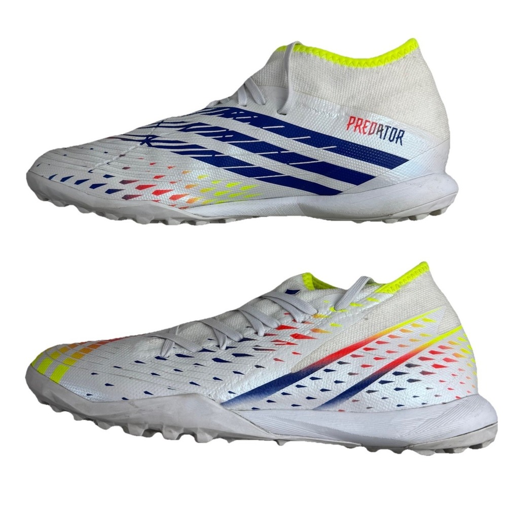 Adidas Mens White Predator Edge .3 TF Al Rihla Indoor Soccer Turf Cleat. Size 10 - Picture 7 of 13